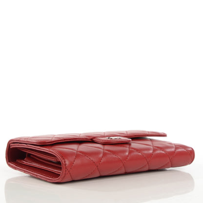 Chanel Lambskin Quilted Large Flap Wallet Red 4 of 9