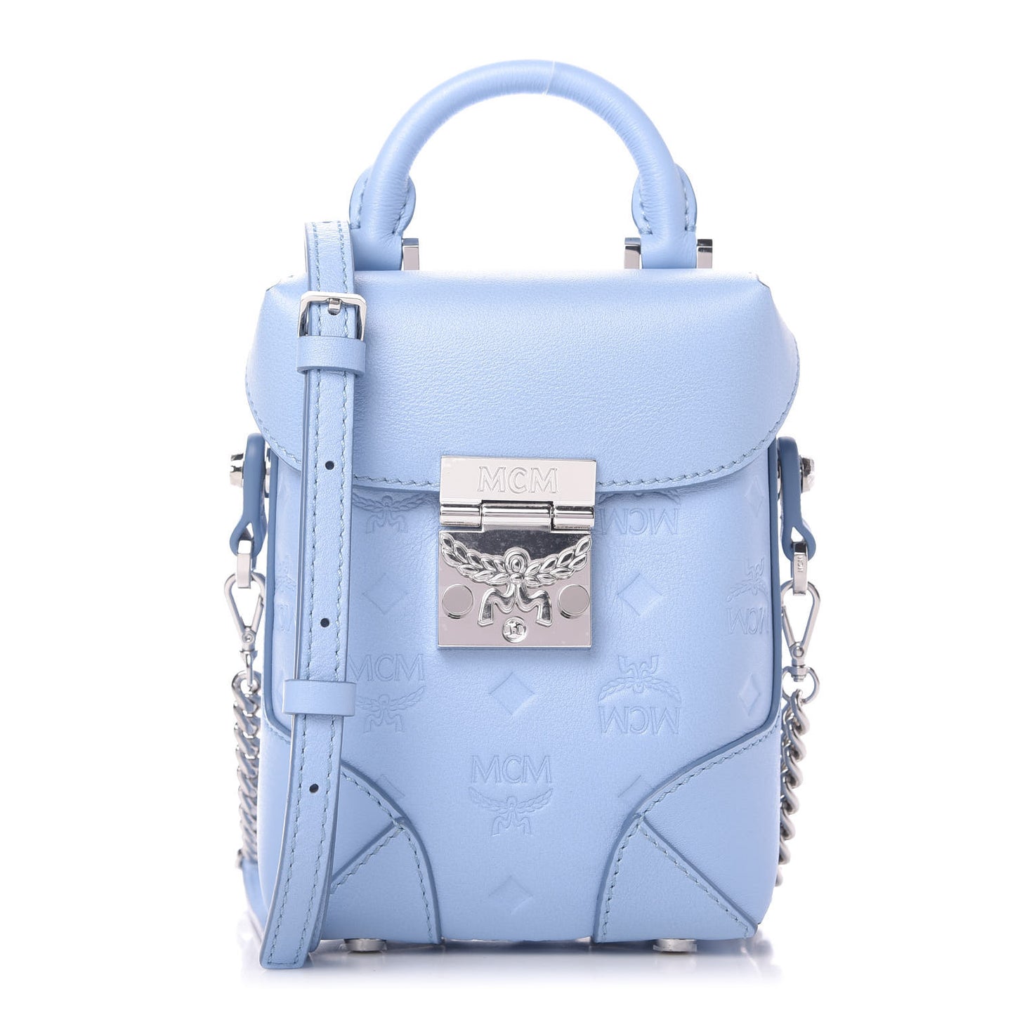 Calfskin Ottomar Monogram Mini Soft Berlin Crossbody Light Blue