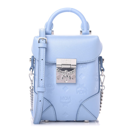 MCM Calfskin Ottomar Monogram Mini Soft Berlin Crossbody Light Blue 1 of 9