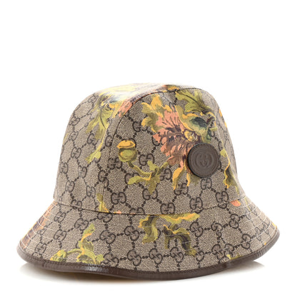 Gucci GG Supreme Monogram Azalea Calfskin Dusty Carnation Retro Interlocking G Bucket Hat S Beige Ebony Multicolor 1 of 8