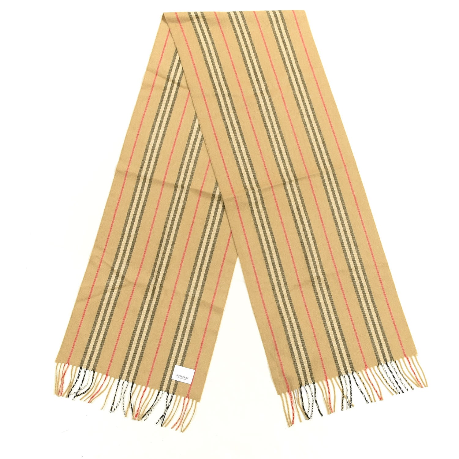 Burberry Cashmere Small Icon Stripe Scarf Archive Beige 2 of 3