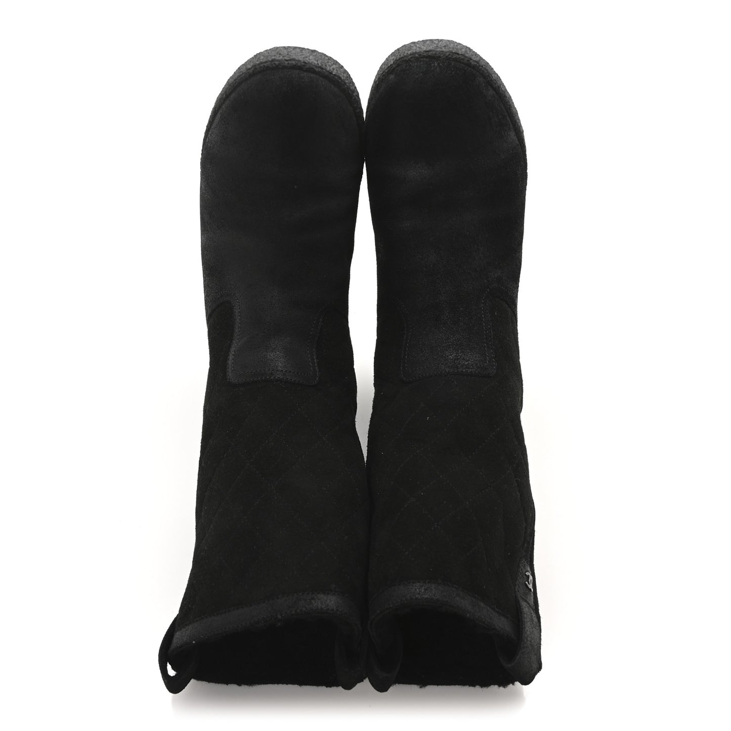 Suede Quilted High Boots 40 Black