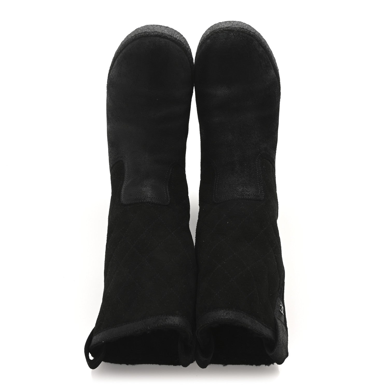 Chanel Suede Quilted High Boots 40 Black 4 of 16