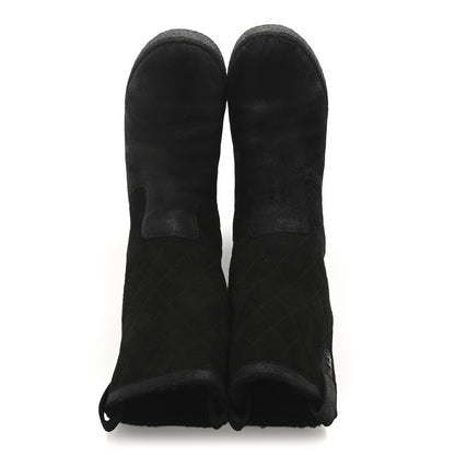 Chanel Suede Quilted High Boots 40 Black 4 of 16