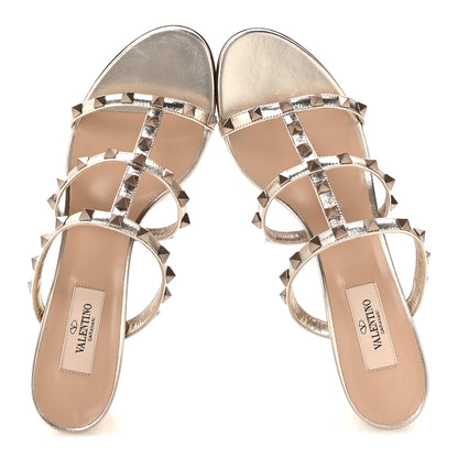 Valentino Garavani Metallic Nappa Rockstud 60mm Caged Slide Sandals 40 Skin 2 of 8