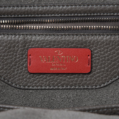Valentino Garavani Grained Calfskin Rockstud Shoulder Tote Graphite 6 of 9