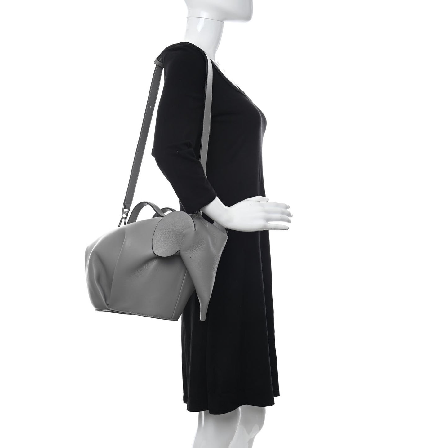 Calfskin Large Elephant Crossbody Bag Grey