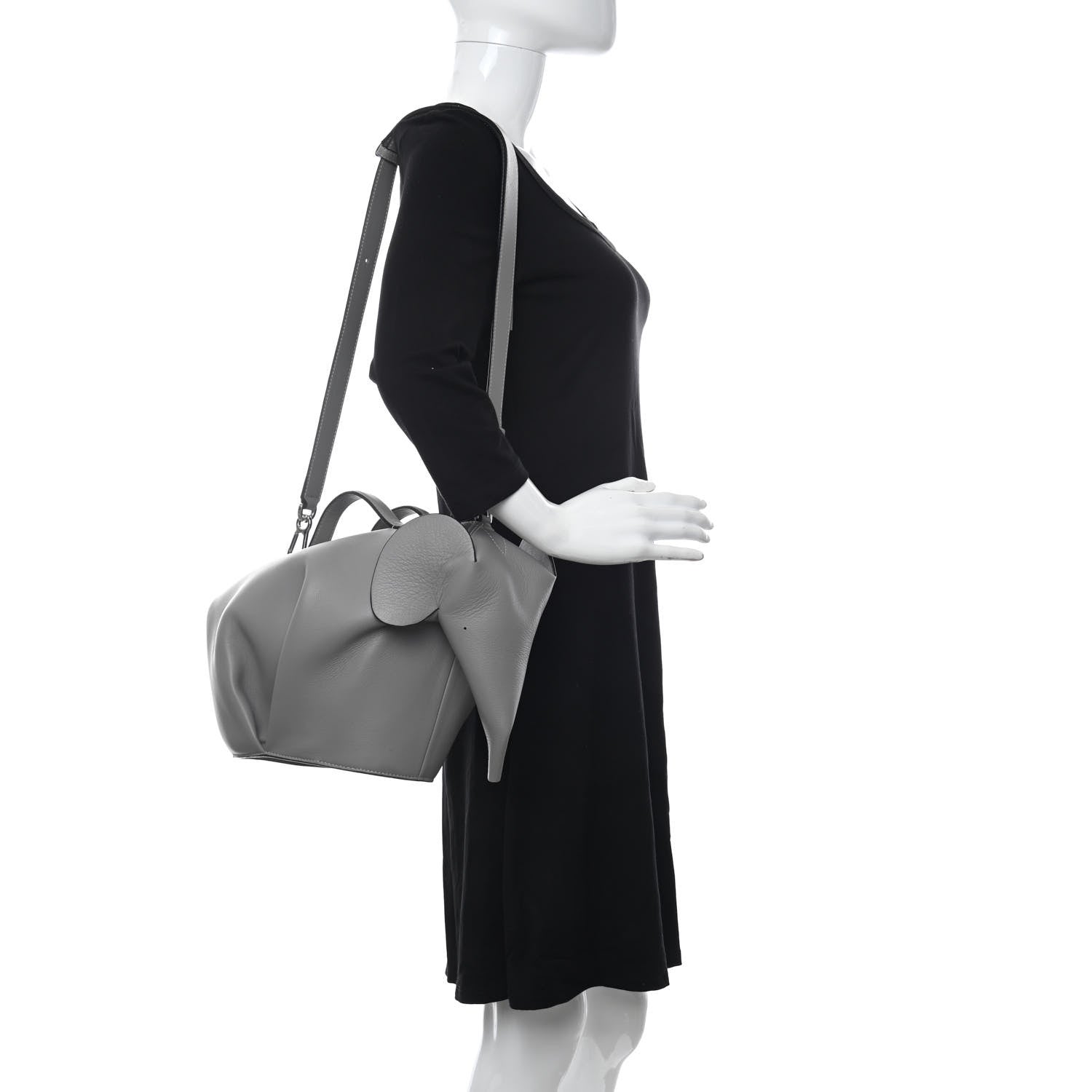 Loewe Calfskin Large Elephant Crossbody Bag Grey 2 of 12