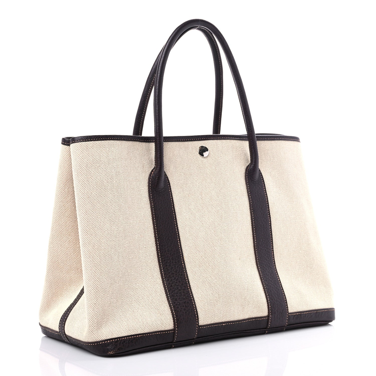Hermes Buffle Skipper Toile Garden Party 36 MM Tote Marron Fonce 3 of 11