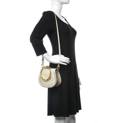 Chloe Calfskin Suede Quilted Small Nile Bracelet Bag Natural White 2 of 8