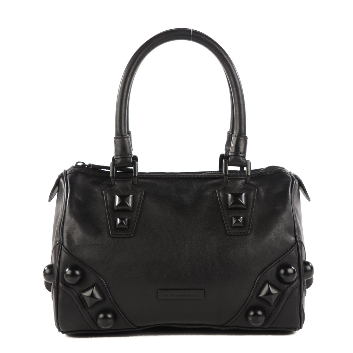 Calfskin Mega Stud Chester Bowling Bag Black