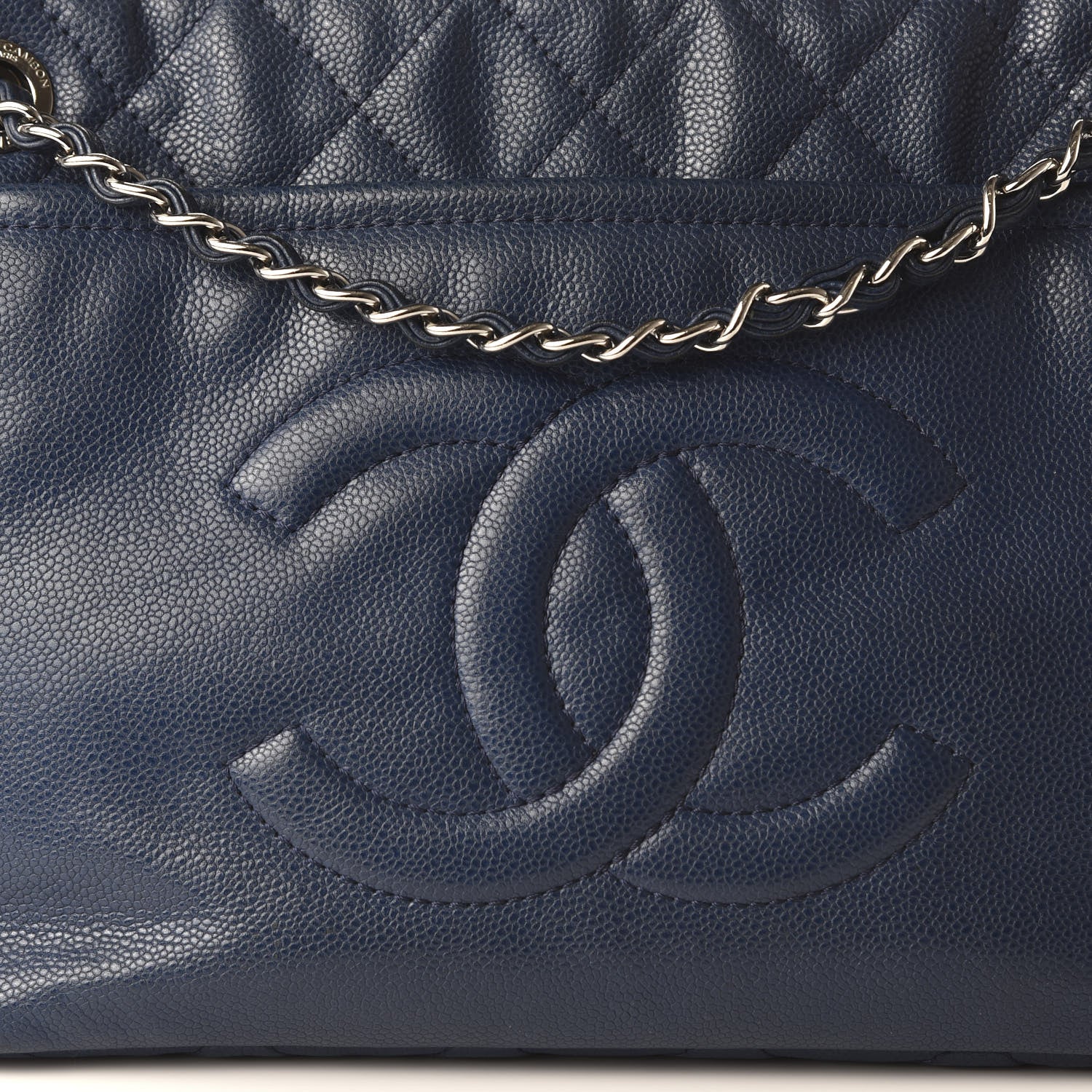 Chanel Caviar Quilted Timeless CC Soft Tote Navy Blue 10 of 10