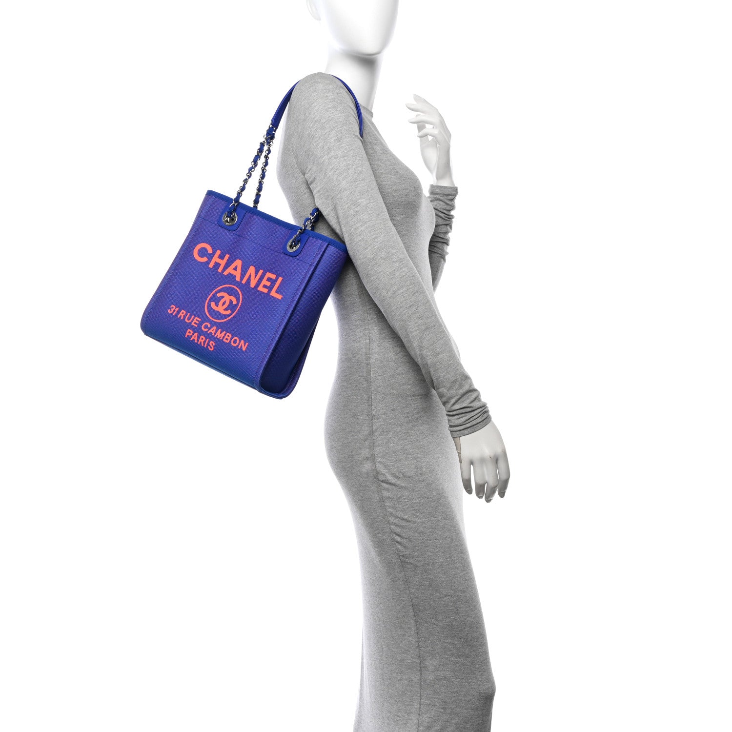 Chanel Mixed Fibers Mini Deauville Tote Blue Orange 2 of 10