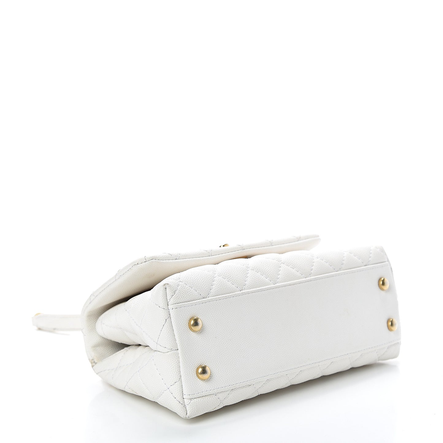 Caviar Lizard Quilted Mini Coco Handle Flap White