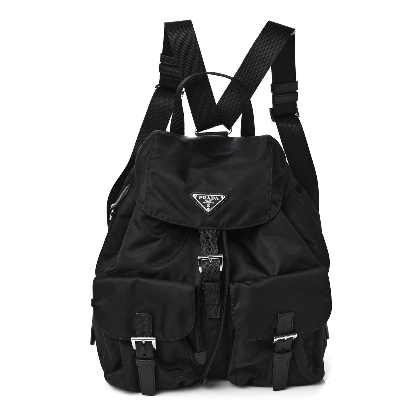 Re-Nylon Saffiano Medium Backpack Black