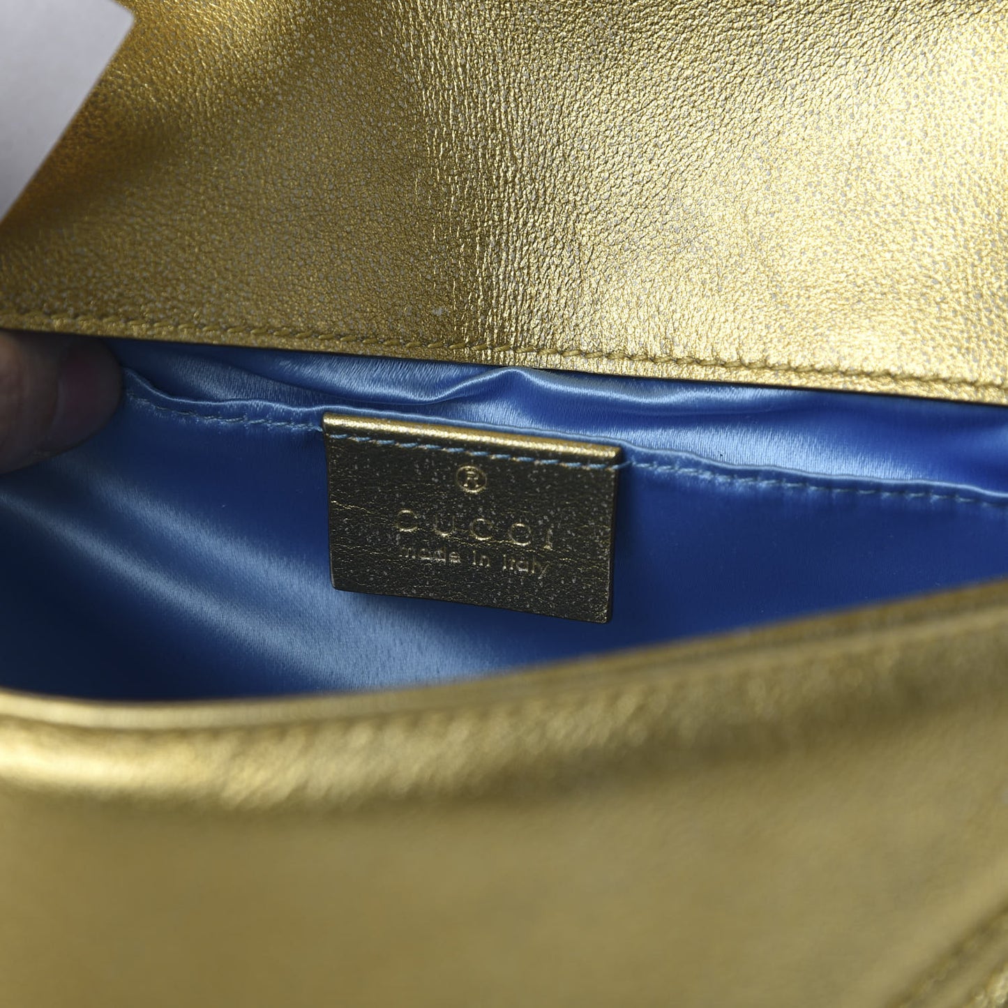 Metallic Calfskin Matelasse Mini GG Marmont Shoulder Bag Gold Pink