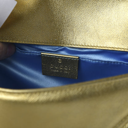 Gucci Metallic Calfskin Matelasse Mini GG Marmont Shoulder Bag Gold Pink 8 of 10