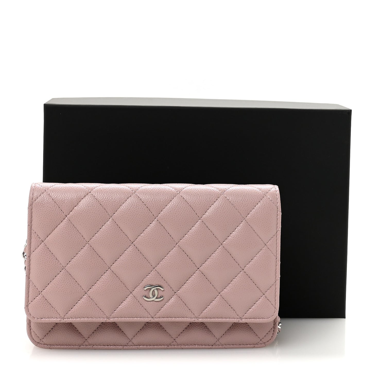 Caviar Quilted Wallet on Chain WOC Light Pink