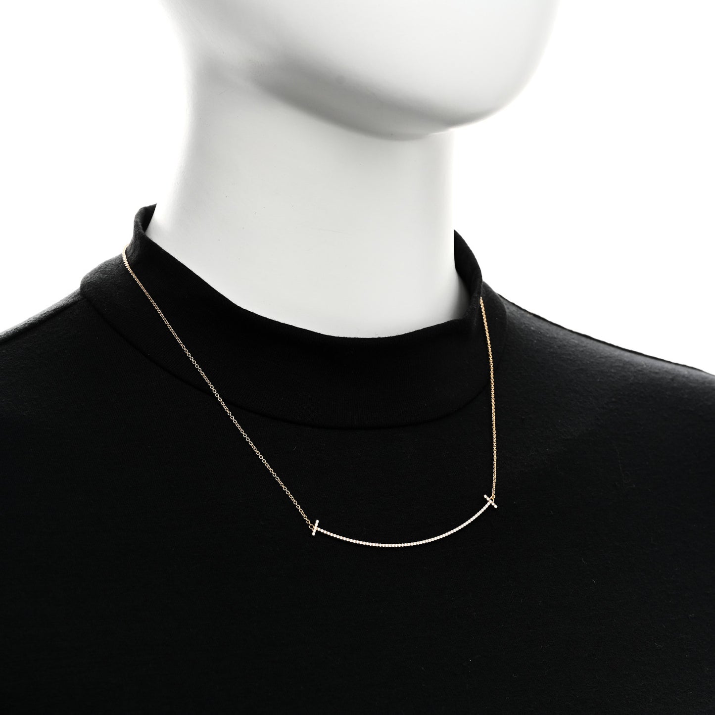 18K Yellow Gold Diamond Large T Smile Pendant Necklace