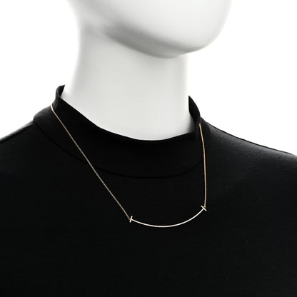 Tiffany 18K Yellow Gold Diamond Large T Smile Pendant Necklace 2 of 7