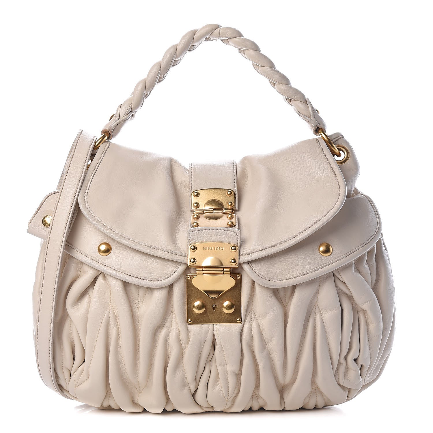 Miu Miu Nappa Matelasse Coffer Hobo Bianco 1 of 23
