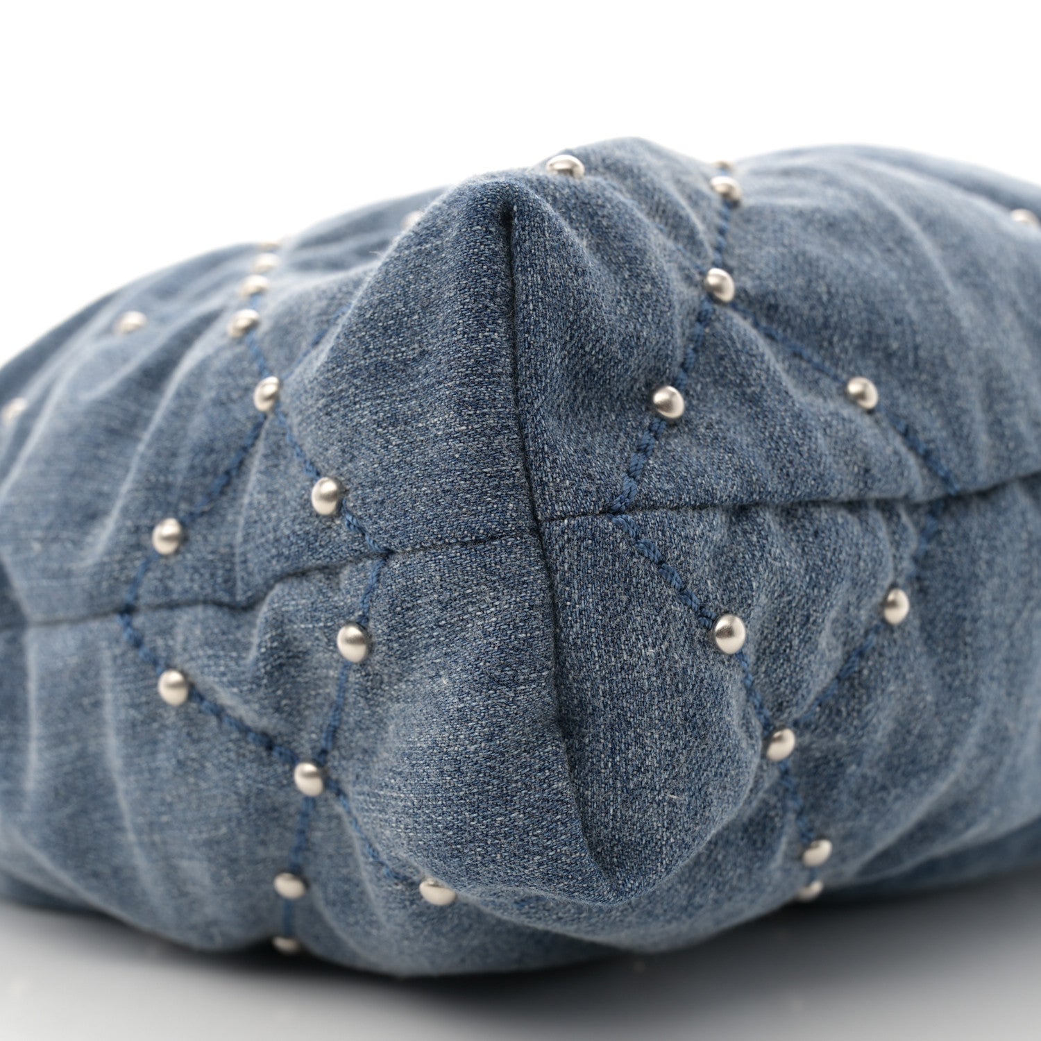 Chanel Washed Denim Quilted Studded Small Chanel 22 Blue 10 of 11