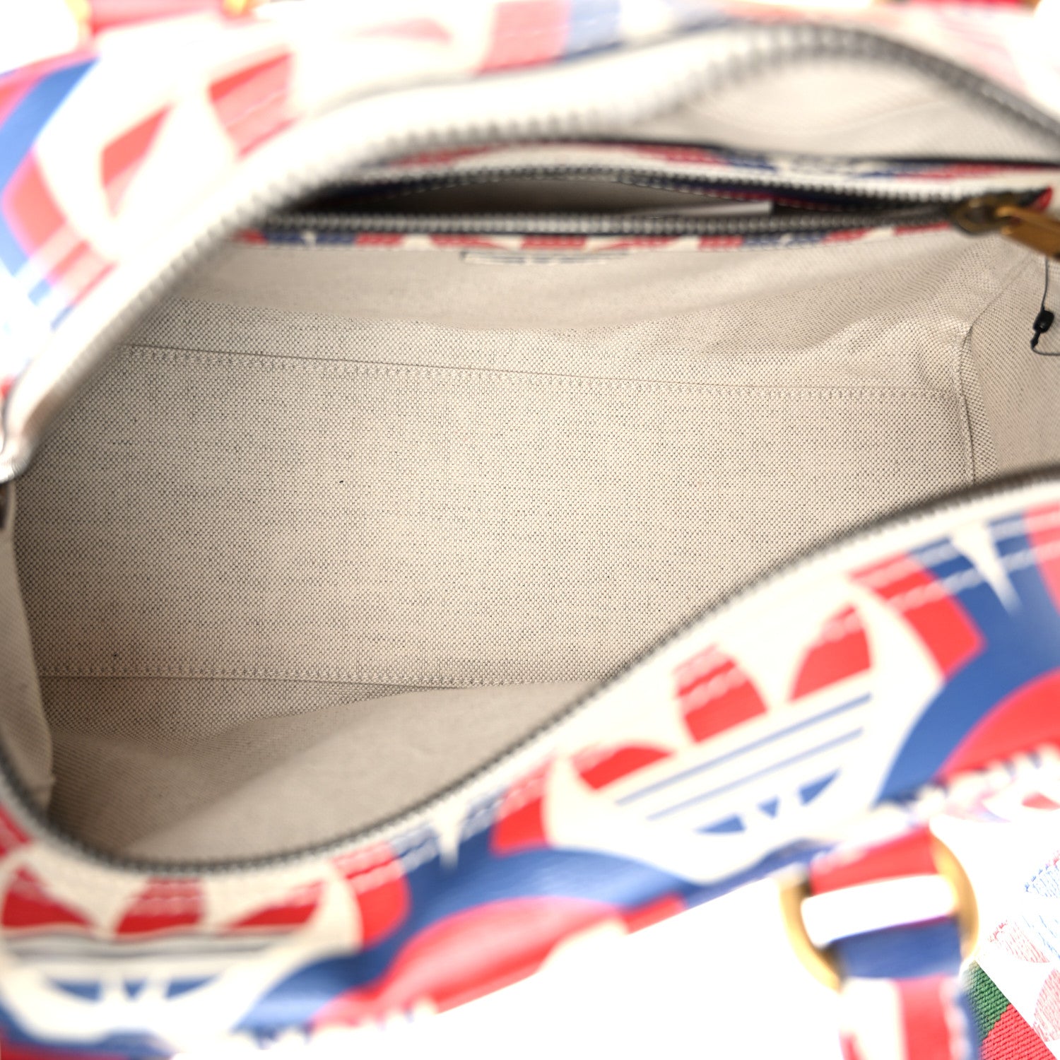 Gucci X ADIDAS Shangai Calfskin Web Trefoil Interlocking G Mini Duffle Bag Red White Blue 5 of 11