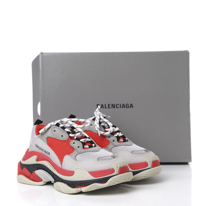 Balenciaga Fabric Mesh Womens Triple S Sneakers 37 Red Grey White 9 of 9