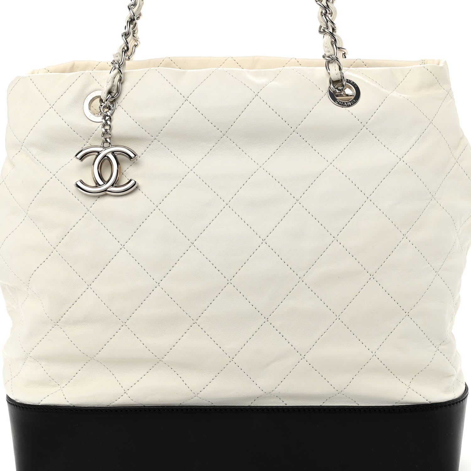 Chanel Calfskin Quilted Gabrielle Shopping Tote White 7 of 9