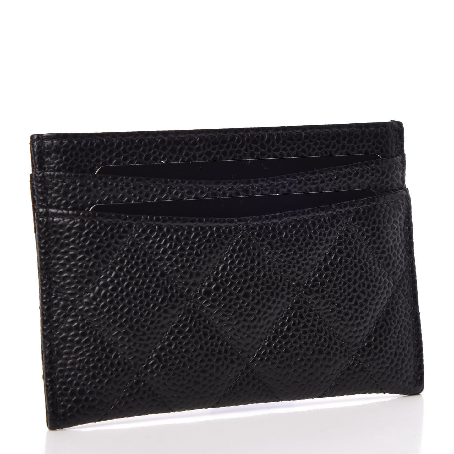 Caviar Quilted Card Holder Black