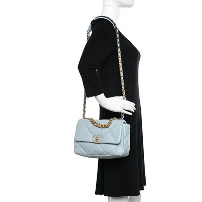 Chanel Lambskin Quilted Medium Chanel 19 Flap Light Blue 2 of 10