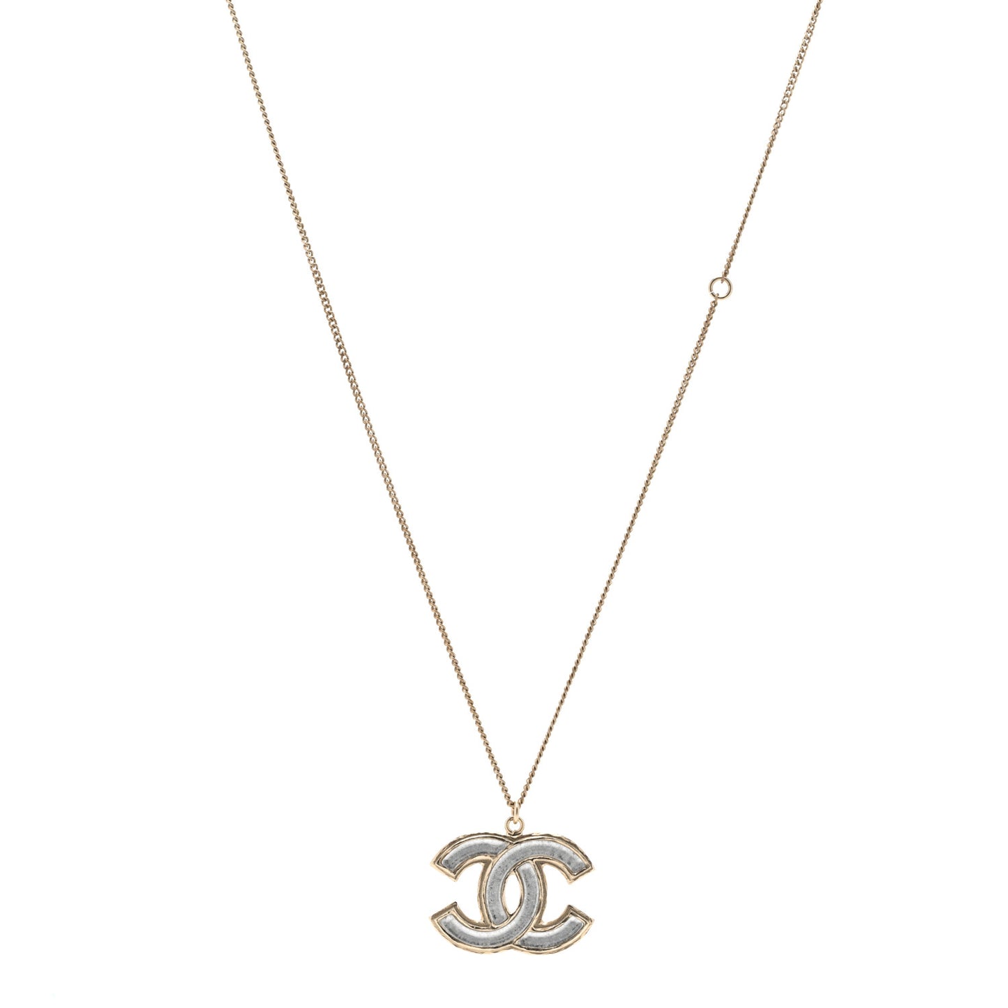 Enamel CC Pendant Necklace Gold Silver
