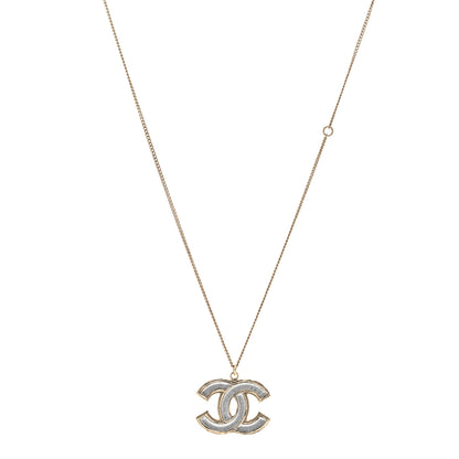 Chanel Enamel CC Pendant Necklace Gold Silver 1 of 6