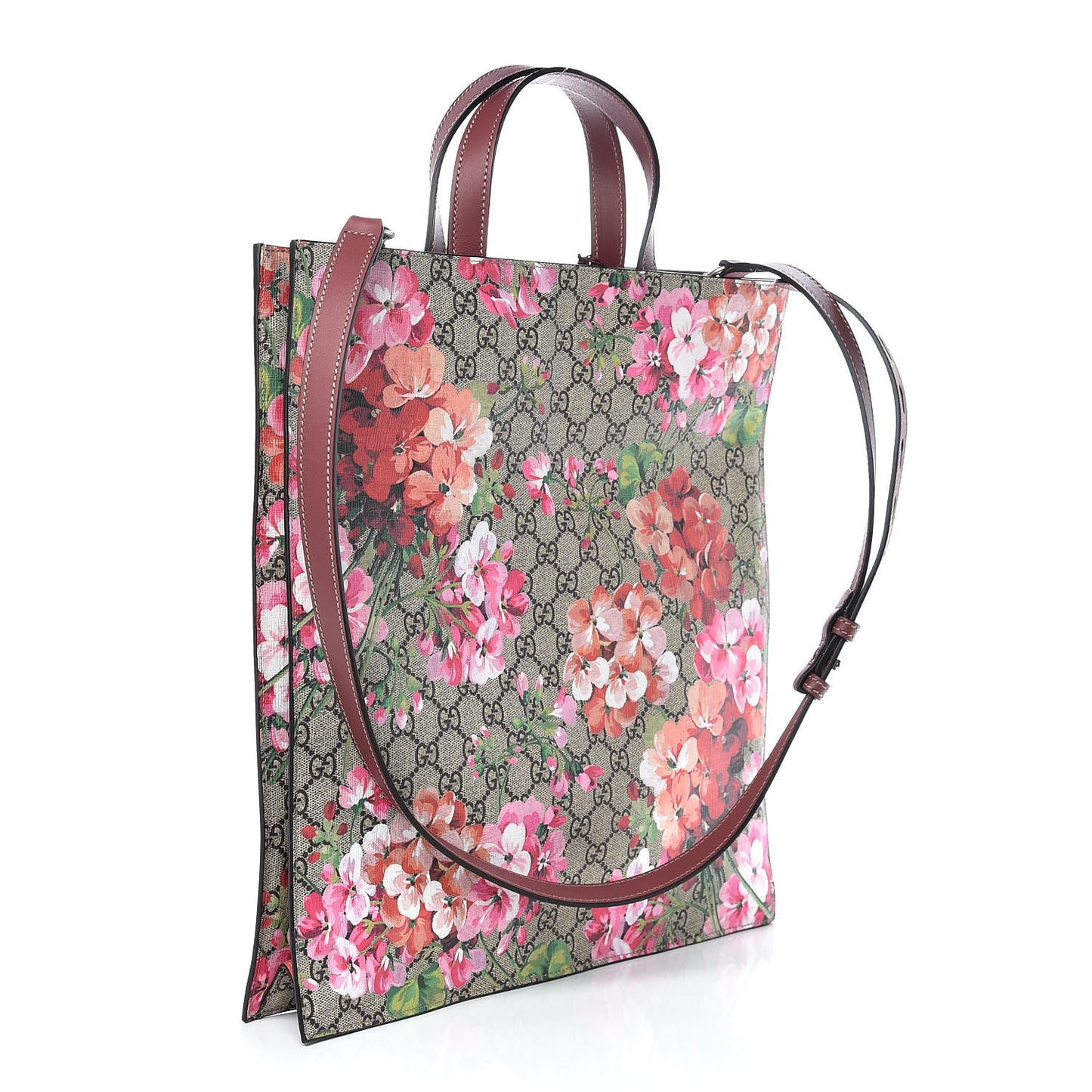 Soft GG Supreme Monogram Blooms Vertical Tote Beige Multicolor Dry Rose