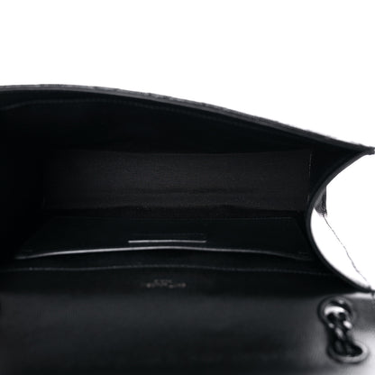 Saint Laurent Grain De Poudre Textured Mixed Matelasse Triquilt Medium Monogram Satchel Black 5 of 11
