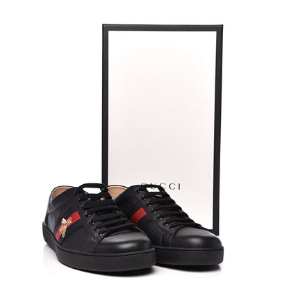 Gucci Calfskin Web Bee Embroidered Mens Ace Sneakers 12.5 Black 11 of 11
