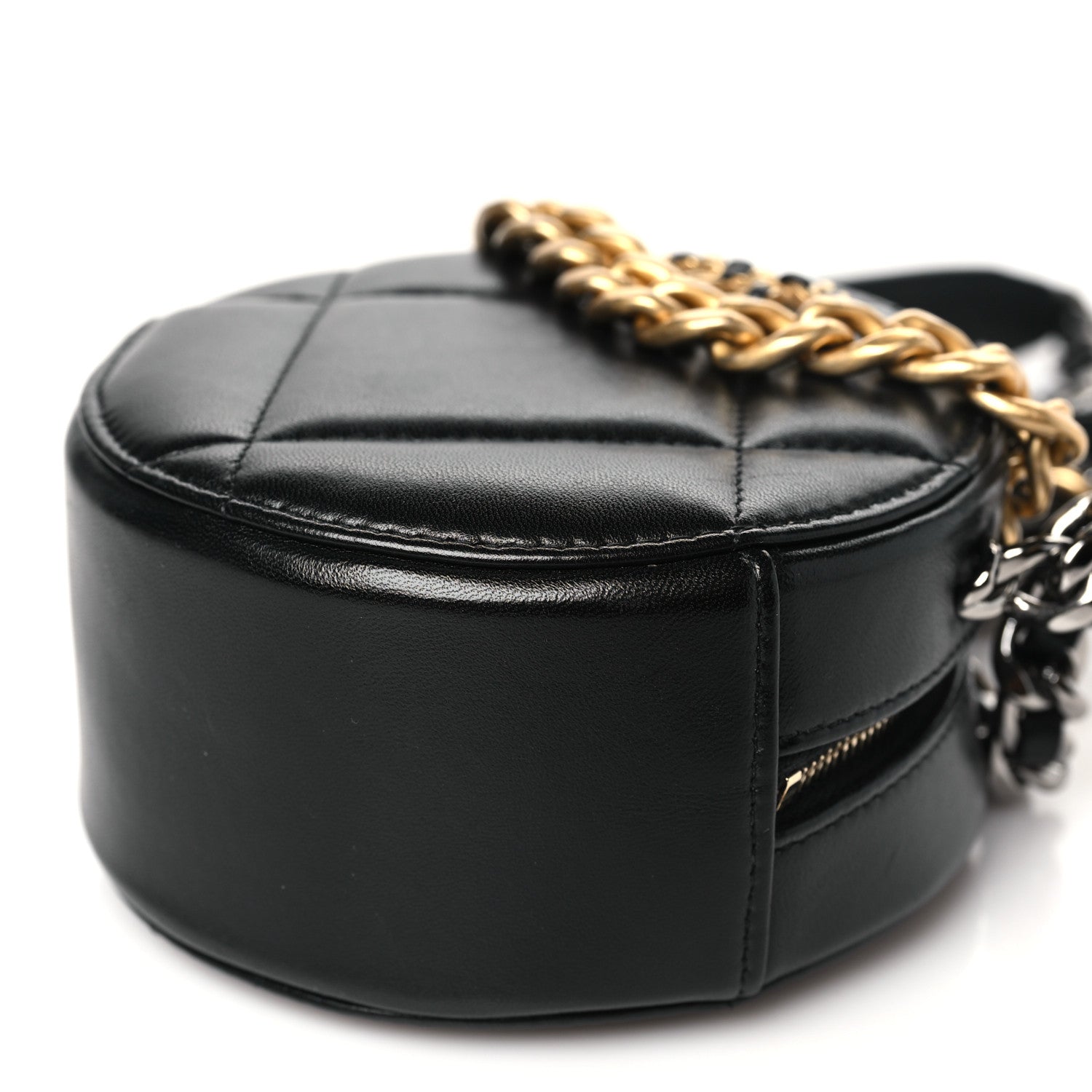 Chanel Lambskin Quilted Chanel 19 Round Clutch With Chain Black 10 of 10