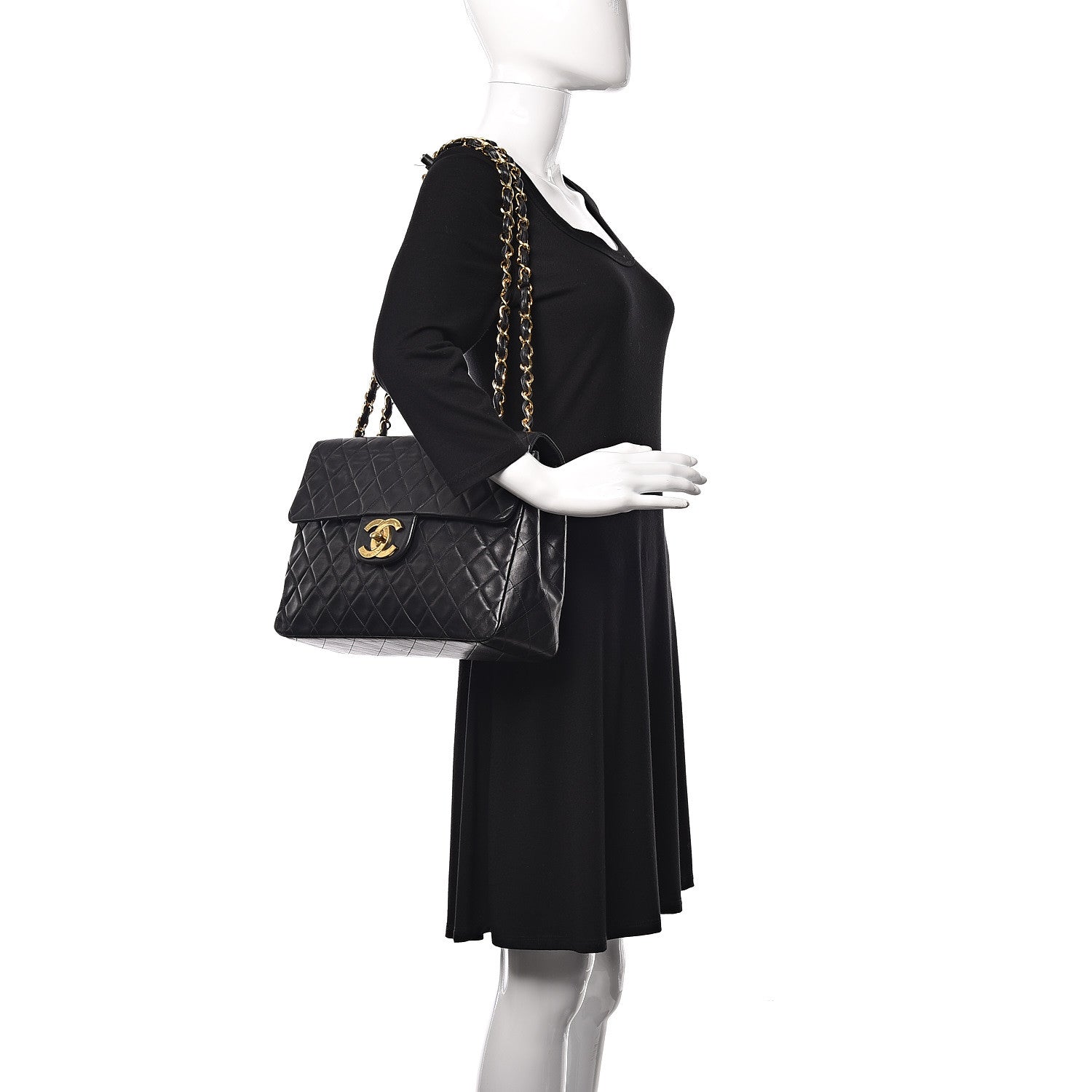 Chanel Lambskin Quilted XL Jumbo Single Flap Black 2 of 18