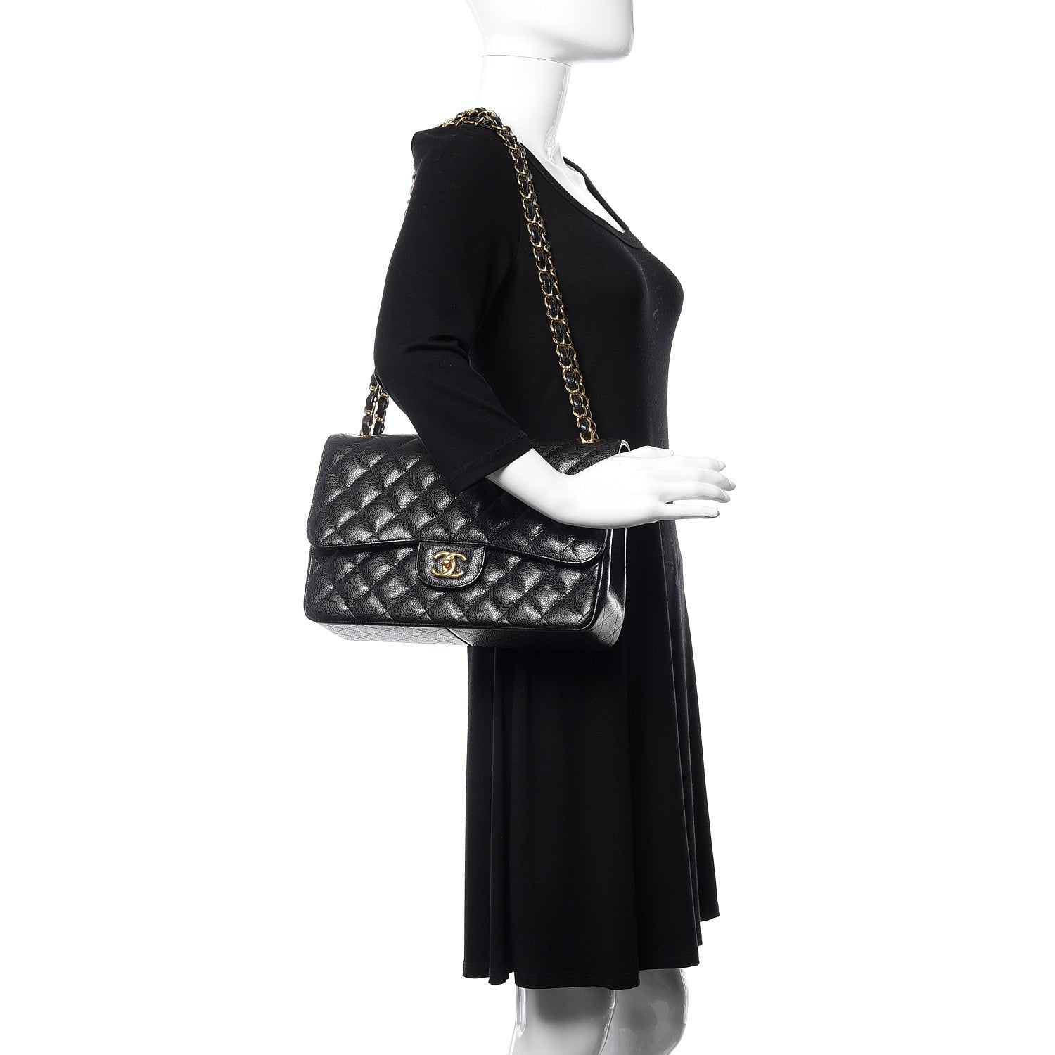 Chanel Caviar Quilted Jumbo Double Flap Black 2 of 13