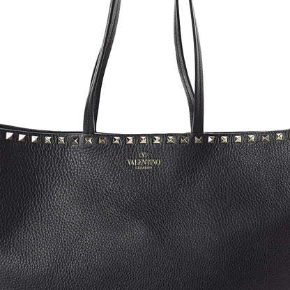 Valentino Garavani Grained Calfskin Rockstud Shoulder Tote Black 7 of 11