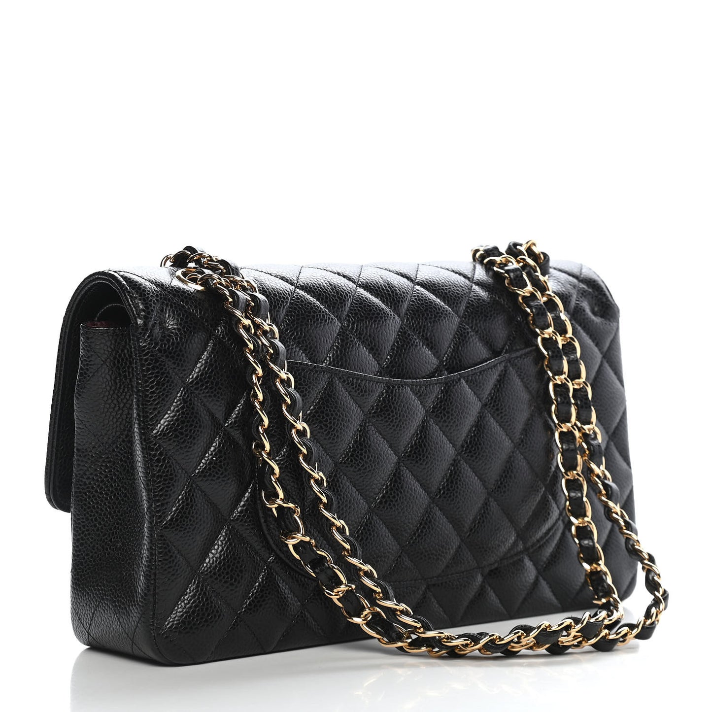 Caviar Quilted Medium Double Flap Black