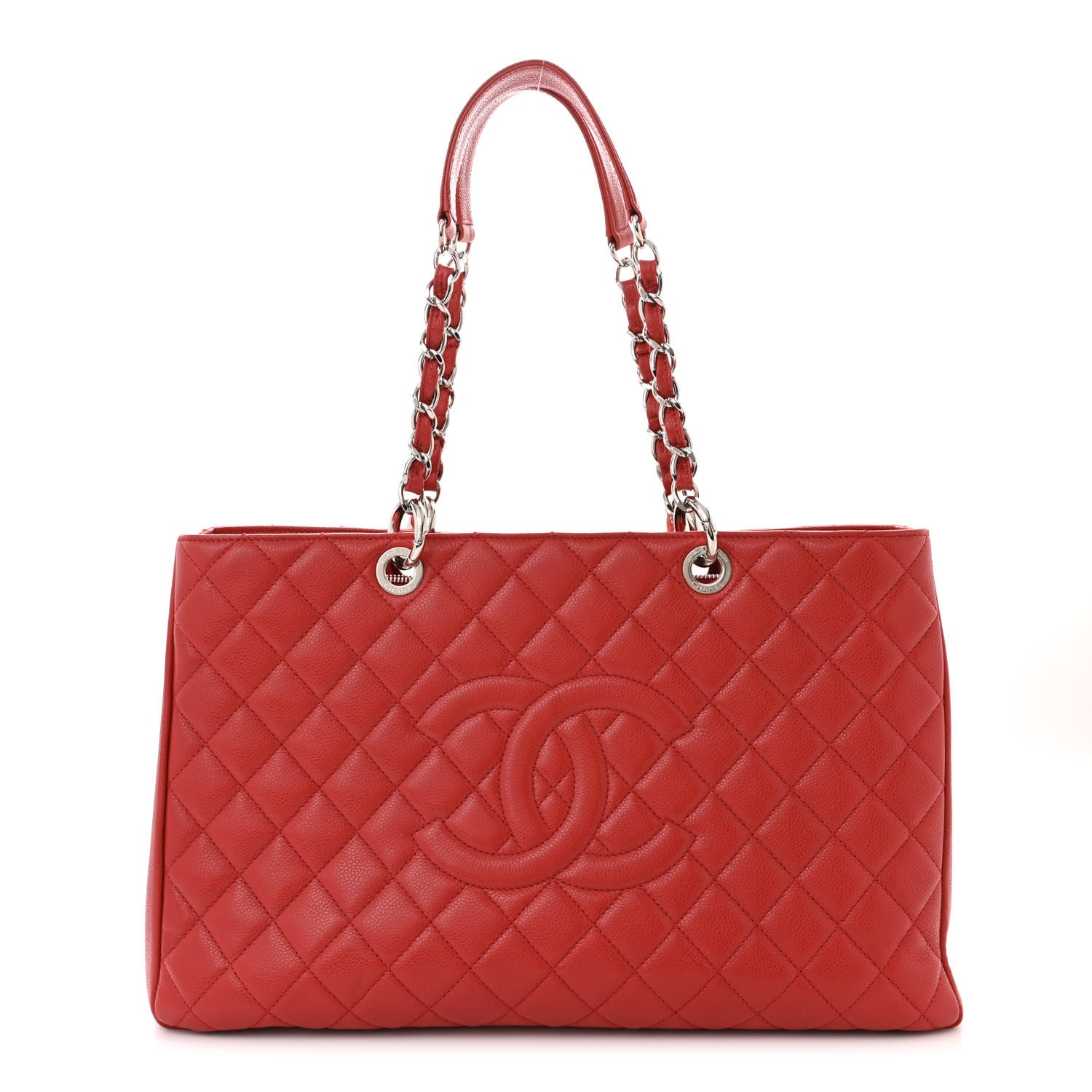 Chanel Caviar Quilted XL Grand Shopping Tote GST Red 1 of 12