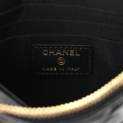 Chanel Caviar Camellia Embossed Small Pouch Black 6 of 10