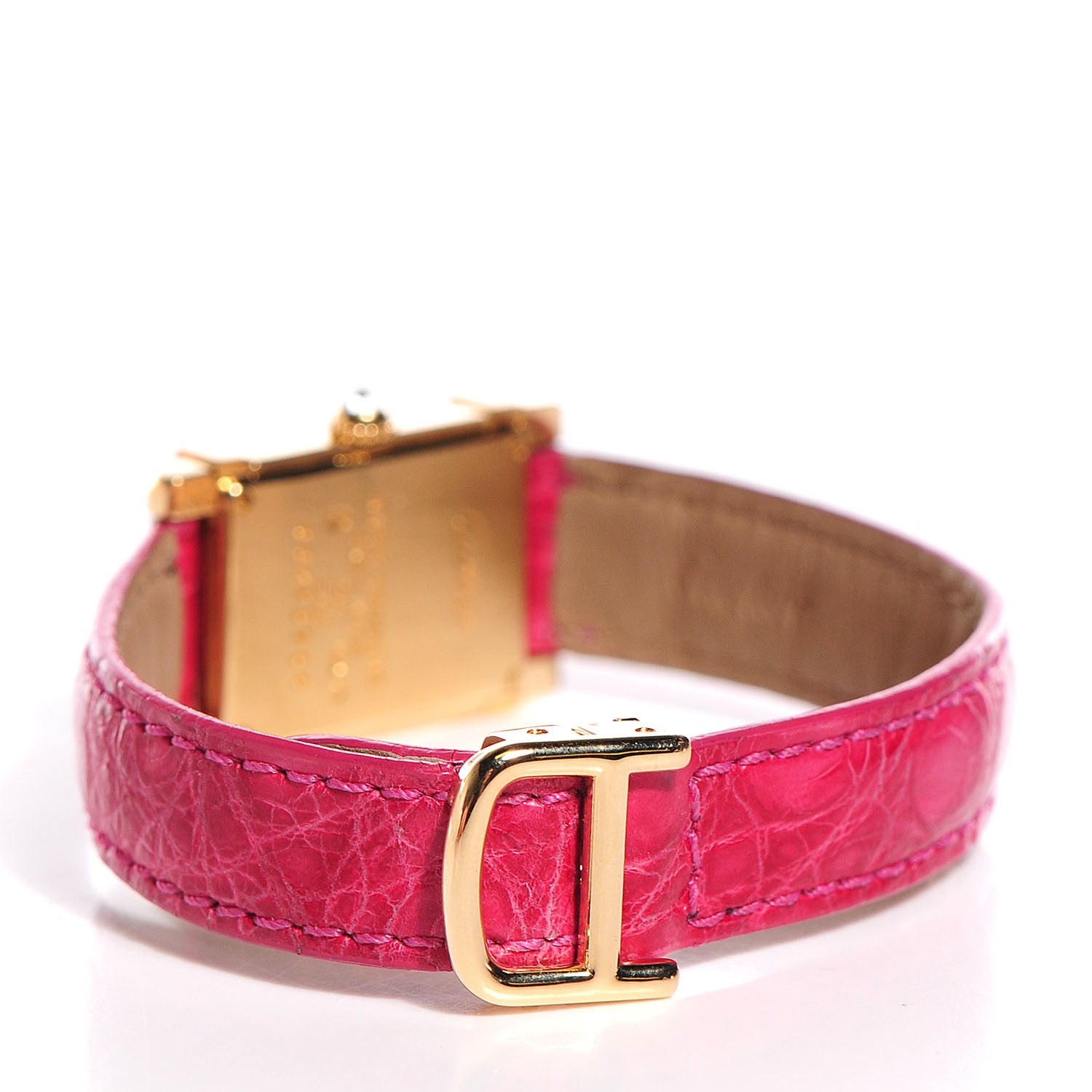 Cartier 18K Yellow Gold Alligator Diamond 20mm Tank Chinoise Quartz Watch Pink 4 of 7
