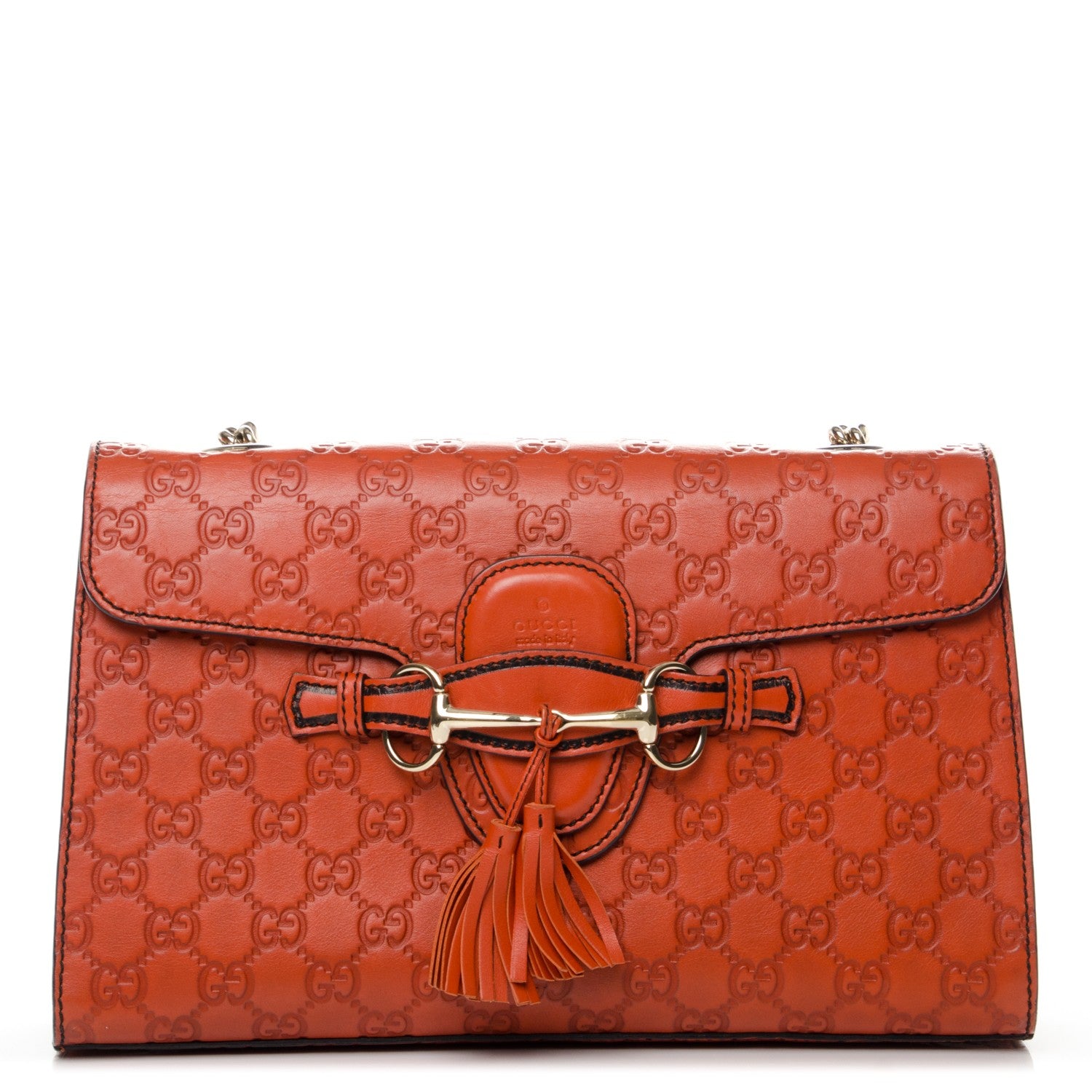 Gucci Guccissima Medium Emily Chain Shoulder Bag Sun Orange 1 of 7