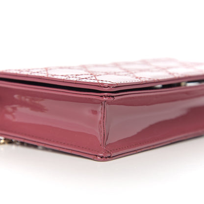 Christian Dior Patent Cannage Lady Dior Clutch Mallow Rose 6 of 10