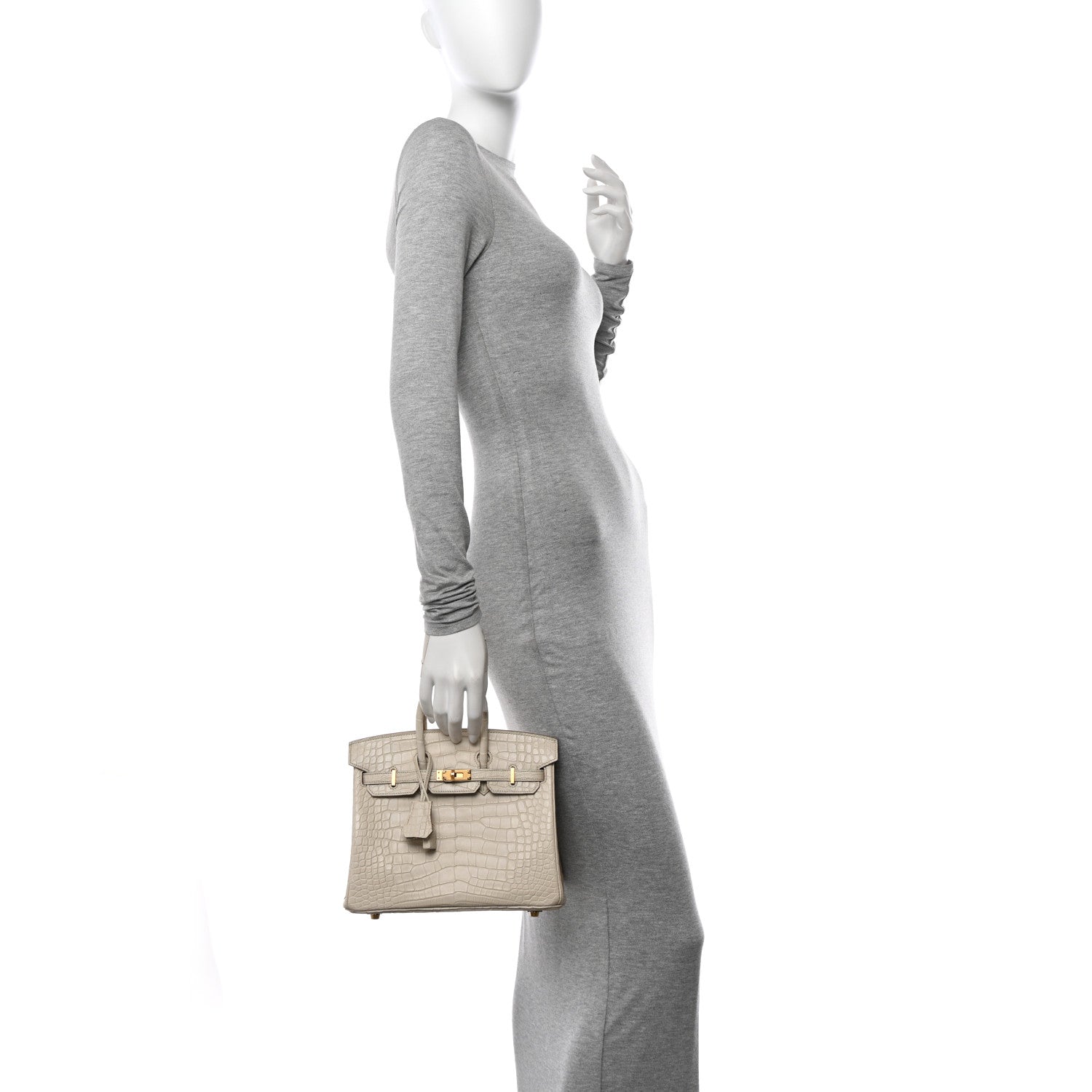 Hermes Matte Alligator Birkin 25 Beton 2 of 12