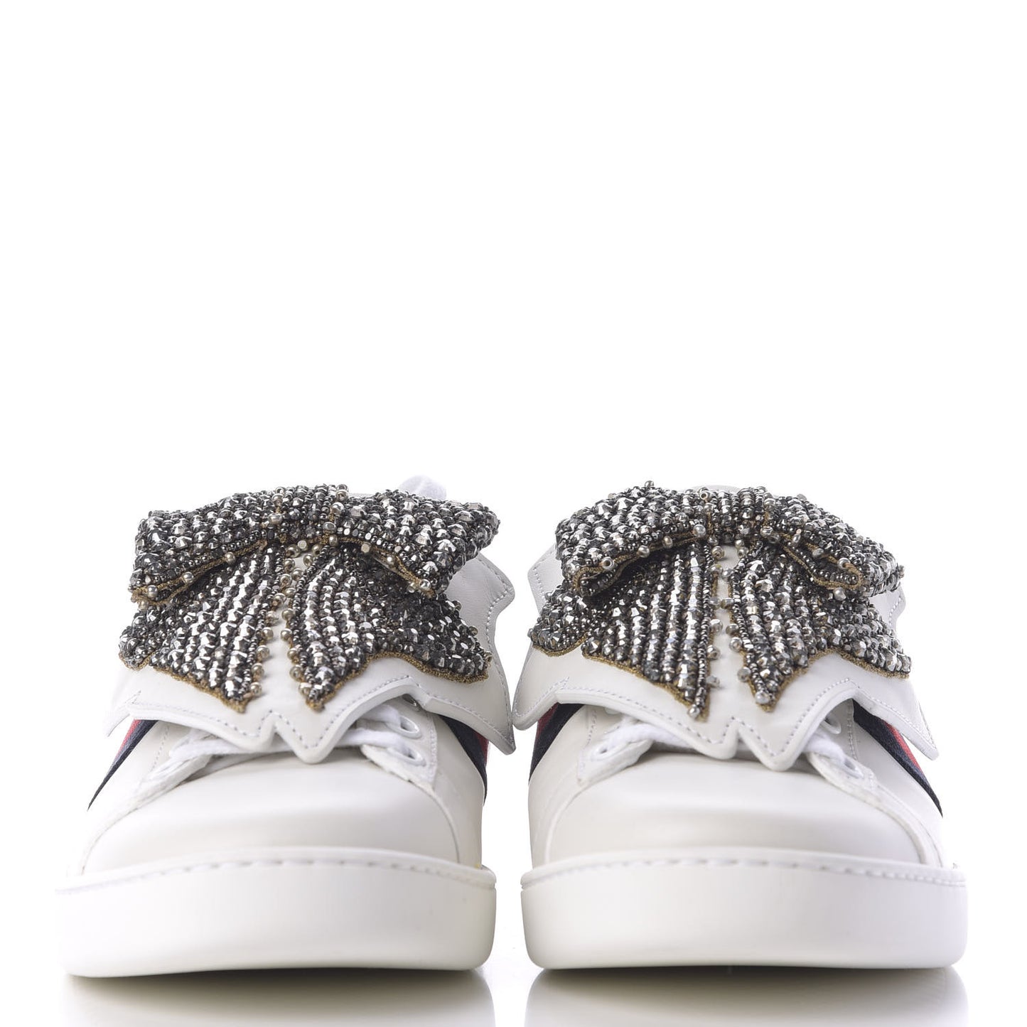 Calfskin Ayers Web Womens Ace Bow Lace Sneakers 38 White