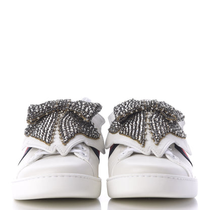 Gucci Calfskin Ayers Web Womens Ace Bow Lace Sneakers 38 White 2 of 10