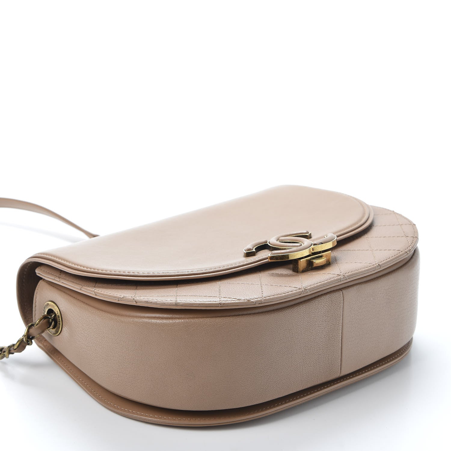 Chanel Shiny Calfskin Goatskin Quilted Medium Coco Curve Messenger Flap Beige 3 of 14